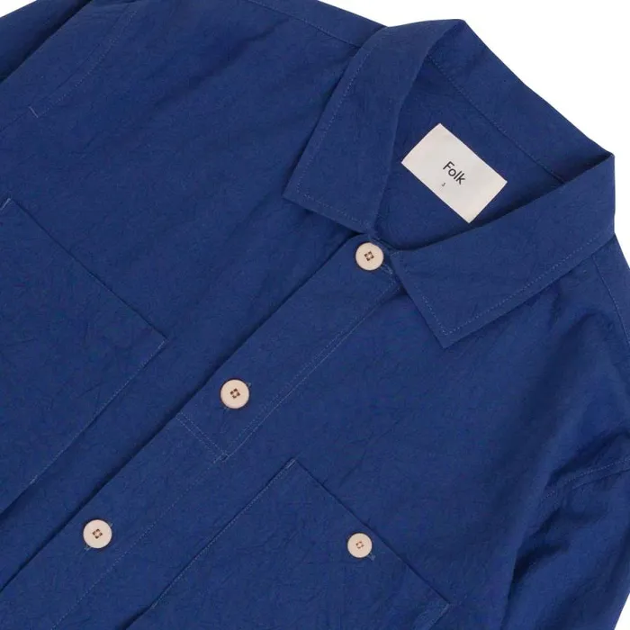Folk Clothing Shirts Patch Overshirt 8211 Blue Crinkle 8211 Mens
