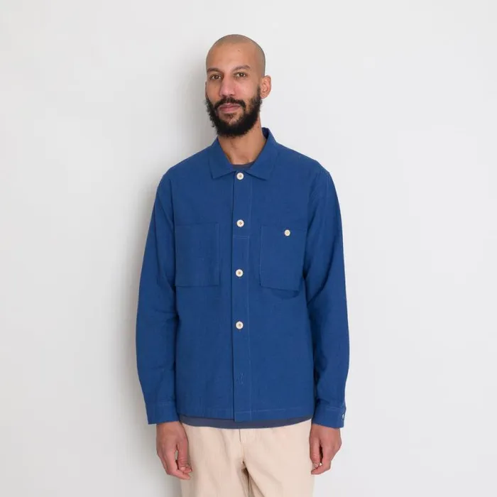 Folk Clothing Shirts Patch Overshirt 8211 Blue Crinkle 8211 Mens