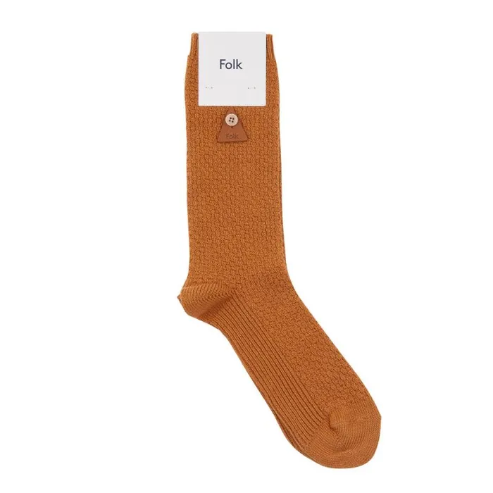Folk Clothing Socks Waffle Sock 8211 Ochre 8211 MensWomens
