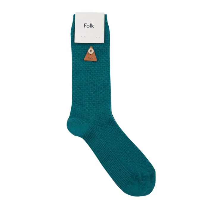 Folk Clothing Socks Waffle Socks 8211 Alpine Green 8211 MensWomens
