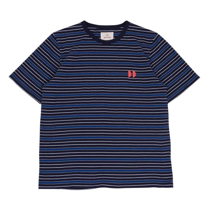 Folk Clothing TShirts Multistripe Tee 8211 Navy Moon DP 8211 Mens