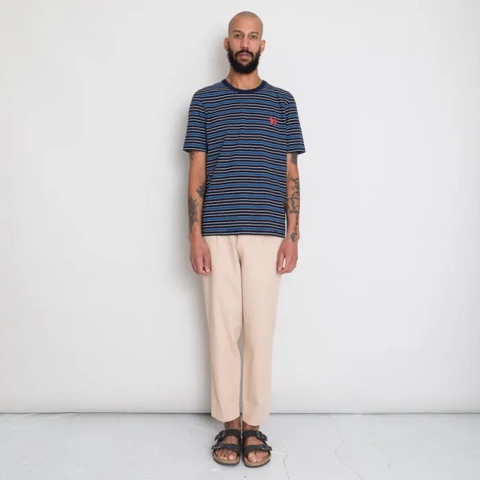 Folk Clothing TShirts Multistripe Tee 8211 Navy Moon DP 8211 Mens