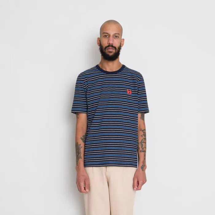 Folk Clothing TShirts Multistripe Tee 8211 Navy Moon DP 8211 Mens