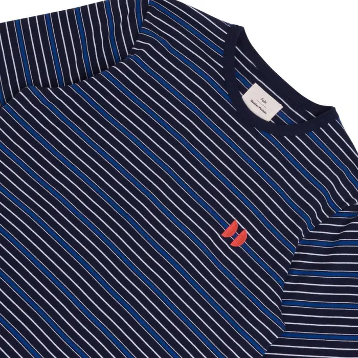 Folk Clothing TShirts Multistripe Tee 8211 Navy Moon DP 8211 Mens