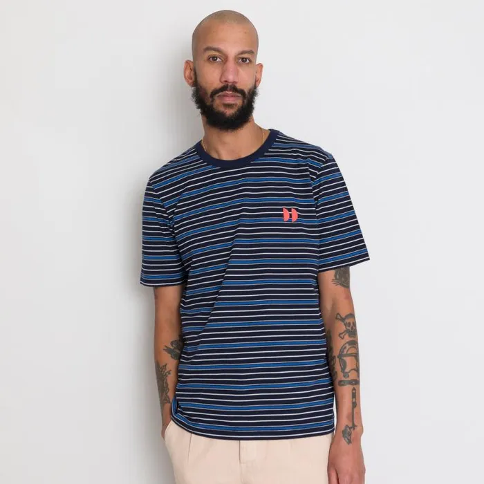 Folk Clothing TShirts Multistripe Tee 8211 Navy Moon DP 8211 Mens