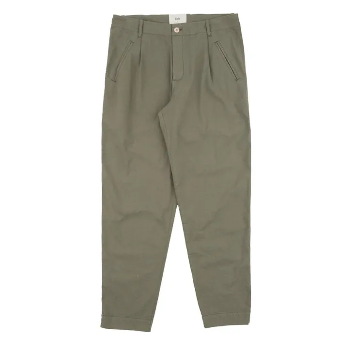 Folk Clothing Trousers Assembly Pant 8211 Olive Seersucker 8211 Mens
