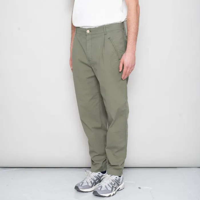 Folk Clothing Trousers Assembly Pant 8211 Olive Seersucker 8211 Mens