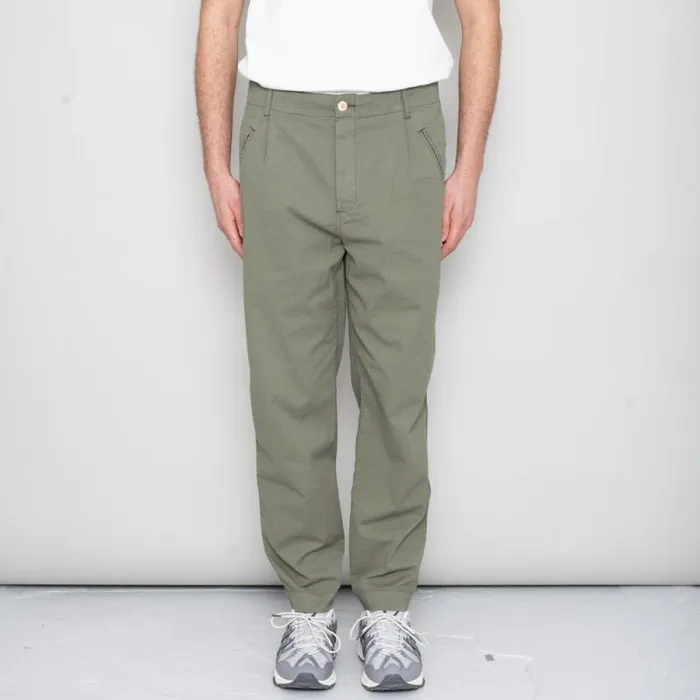 Folk Clothing Trousers Assembly Pant 8211 Olive Seersucker 8211 Mens