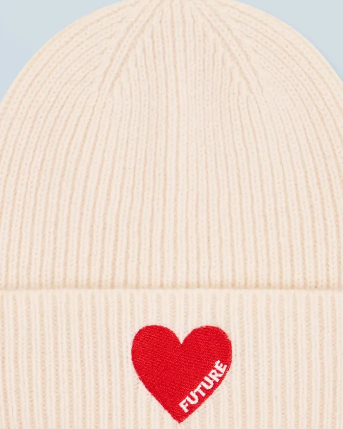From Future Cashmere Beanies Heart Cuffed Beanie White