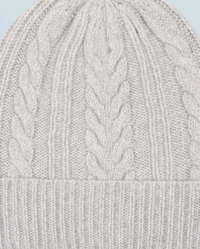 From Future Cashmere Beanies Twisted Cuffed Beanie Gray Stone