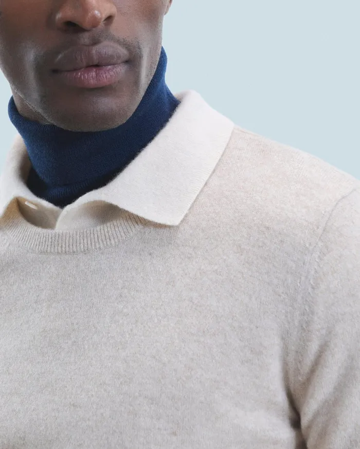From Future Cashmere Sweaters Men Basic Crewneck Sweater Beige Moulin