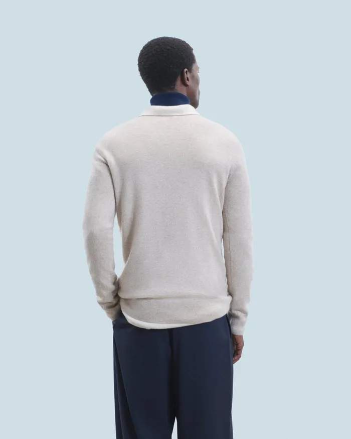 From Future Cashmere Sweaters Men Basic Crewneck Sweater Beige Moulin