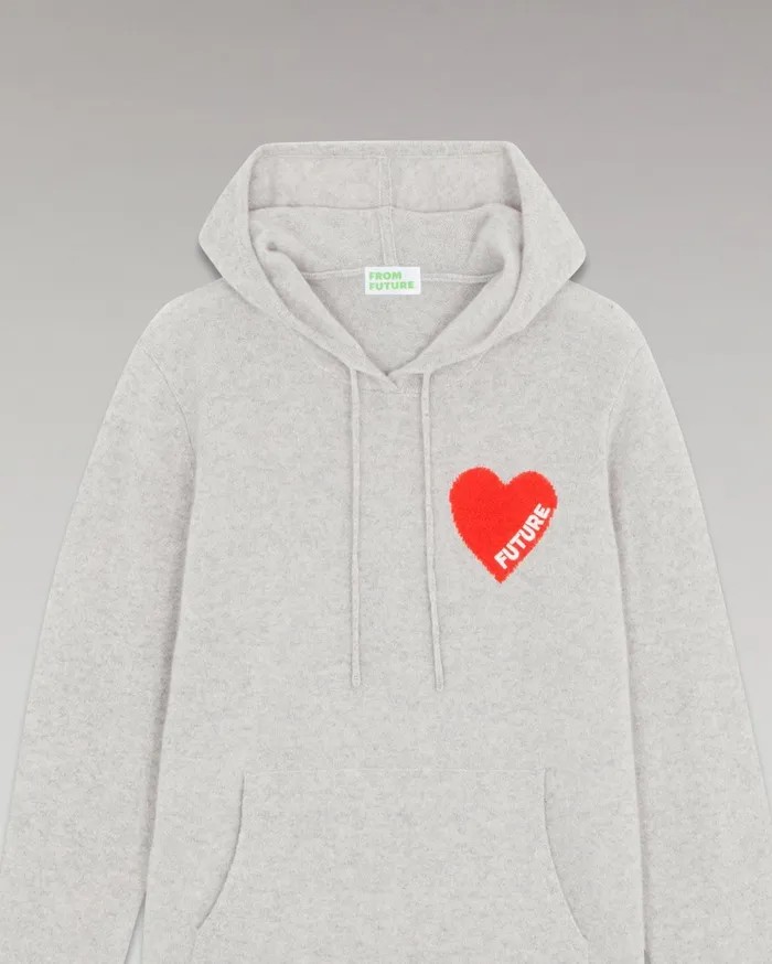 From Future Cashmere Sweaters Men Light Heart Hoodie Sweater Light Heather Gray