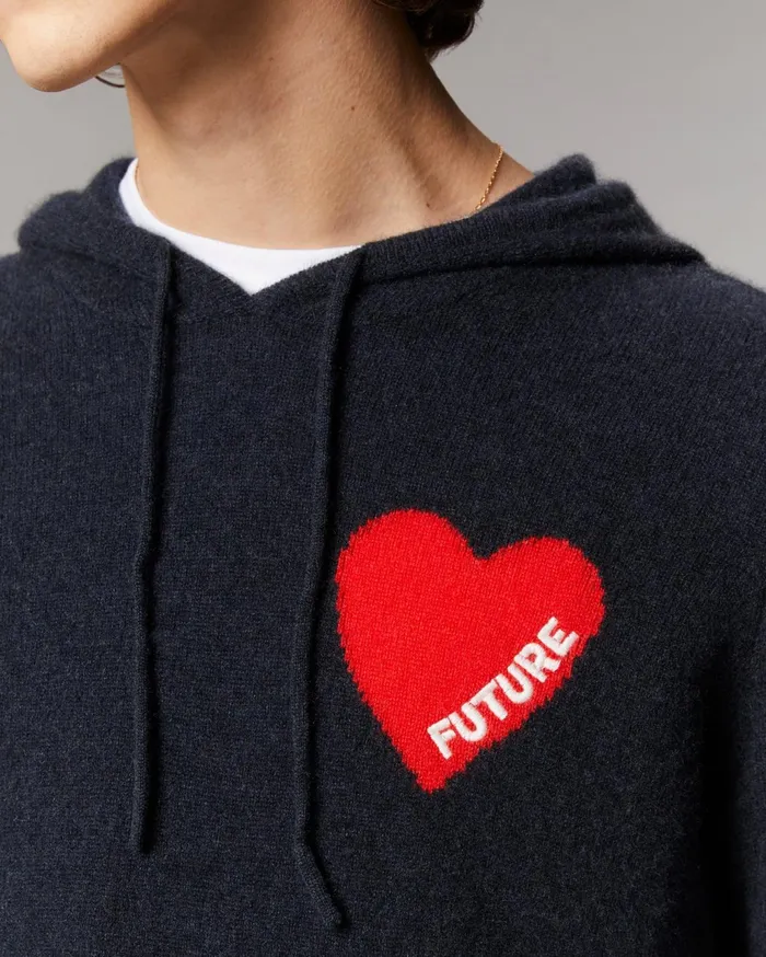 From Future Cashmere Sweaters Men Light Heart Hoodie Sweater Light Heather Gray