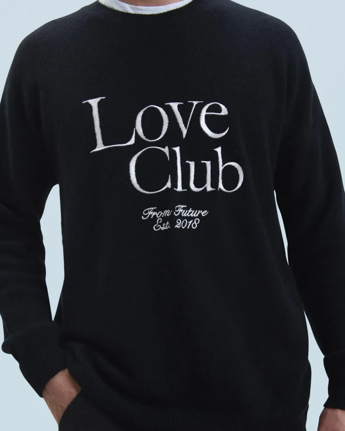 From Future Cashmere Sweaters Men Love Club Crewneck Sweater Black