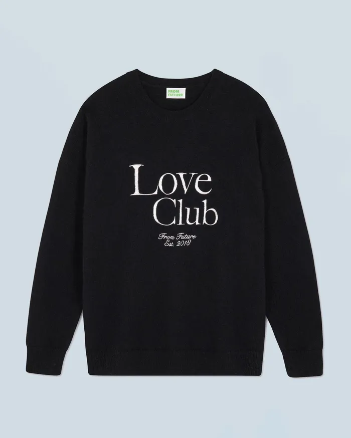 From Future Cashmere Sweaters Men Love Club Crewneck Sweater Black