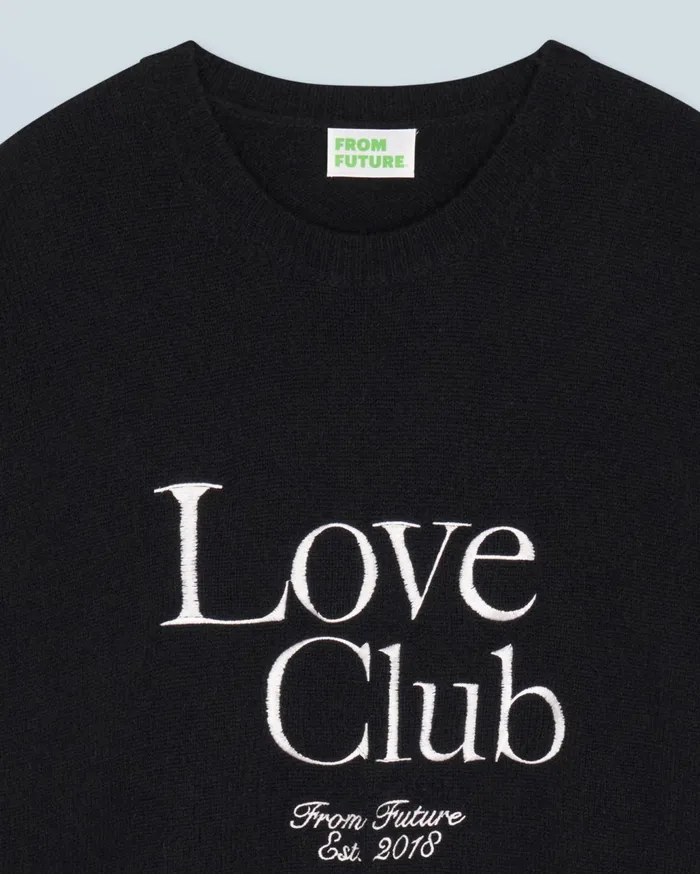 From Future Cashmere Sweaters Men Love Club Crewneck Sweater Black