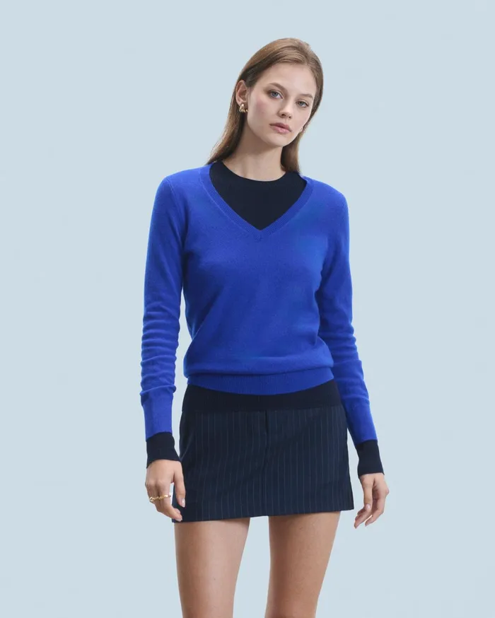 From Future Cashmere Sweaters Women Basic VNeck Sweater Light Heather Gray