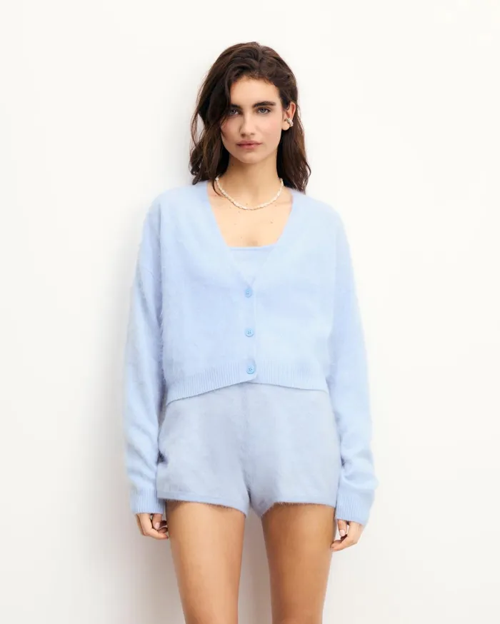 From Future Cashmere Sweaters Women Brushed Cardigan Sweater Baby Blue
