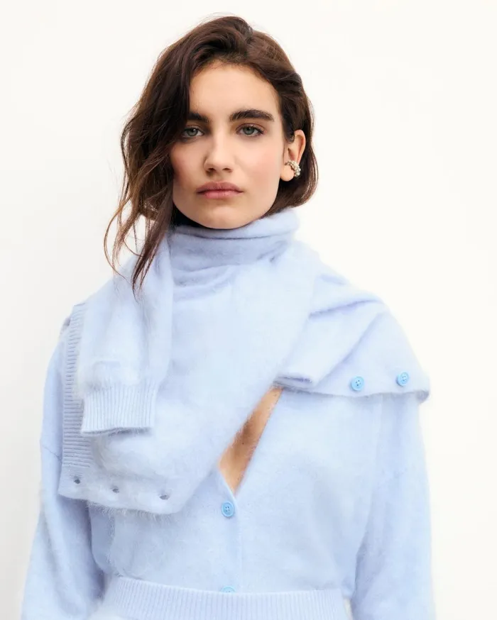 From Future Cashmere Sweaters Women Brushed Cardigan Sweater Baby Blue