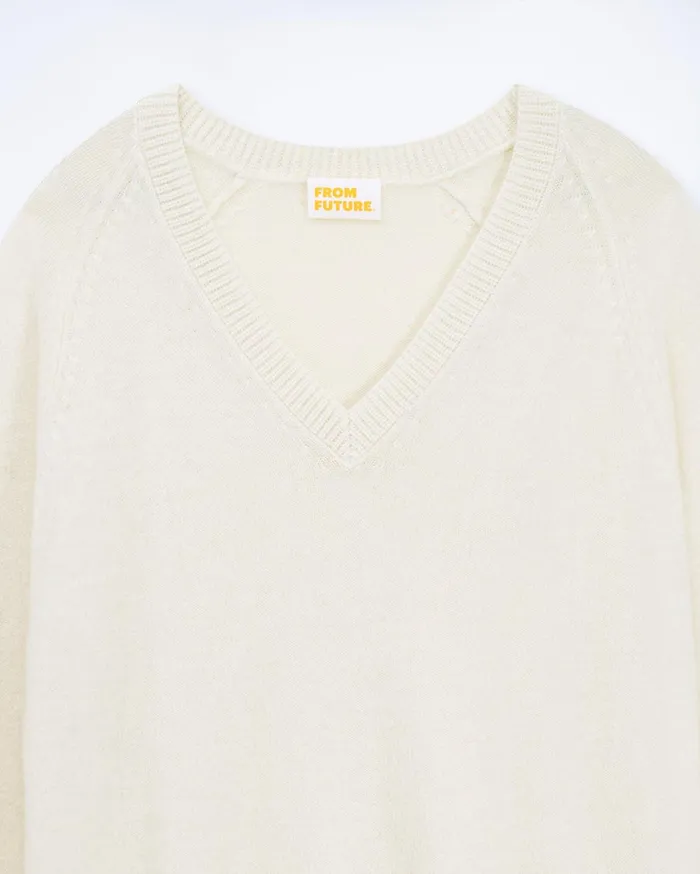 From Future Cashmere Sweaters Women Light Oversize VNeck Sweater White