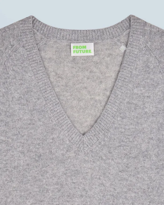From Future Cashmere Sweaters Women Light Oversized VNeck Sweater Dark Heather Gray