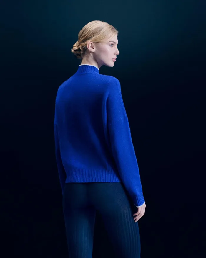 From Future Cashmere Sweaters Women Winter Sports Mock Neck Sweater Popblue