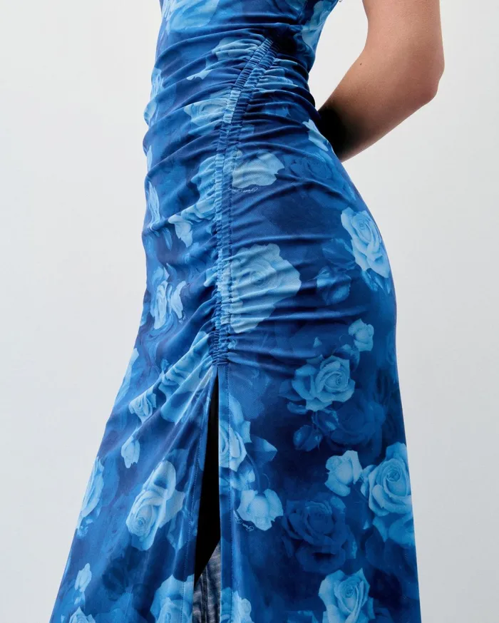 From Future Dresses and Jumpsuits Women Long Mesh Dress With Fine Straps Romantic Roses