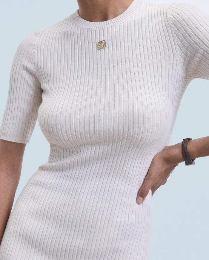 From Future Dresses and Jumpsuits Women Short Sleeve Short Dress 34 Sleeves Sand