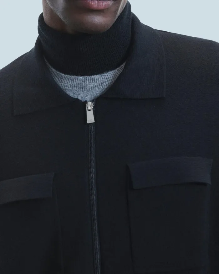 From Future Merino Wool Sweaters Men Cardigan Sweater Black