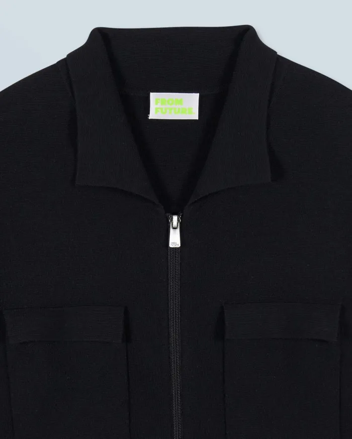 From Future Merino Wool Sweaters Men Cardigan Sweater Black
