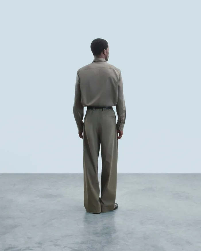 From Future Shirts and TShirts Men Plain Embroidery Long Sleeve Shirt Khaki