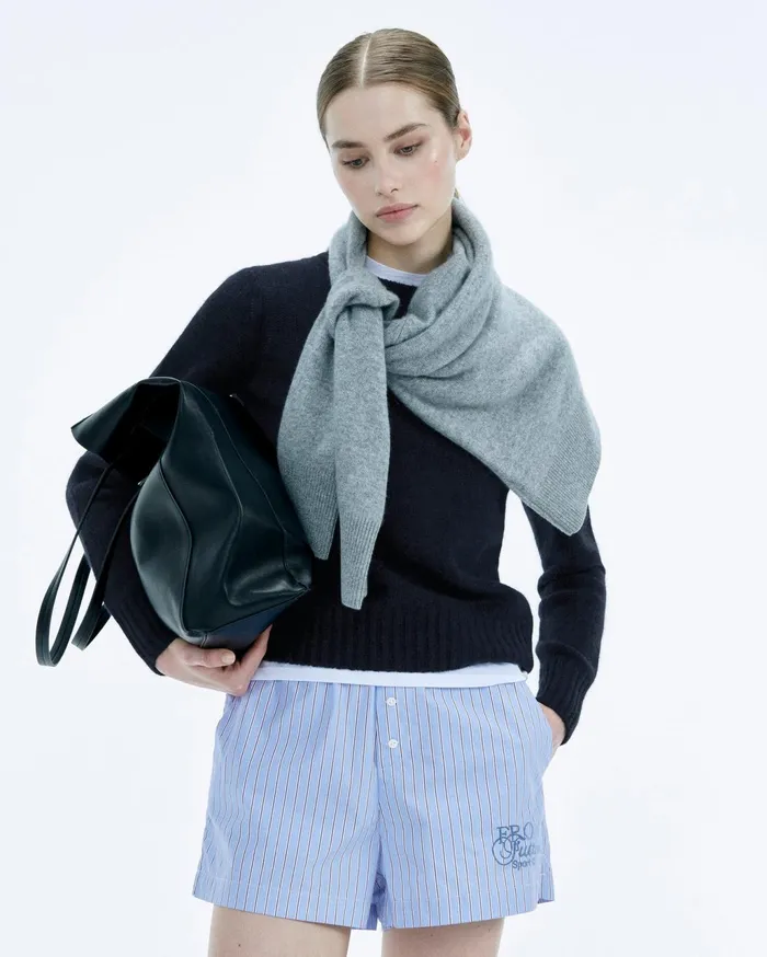 From Future Shorts Women Poplin Shorts Sky Blue Striped