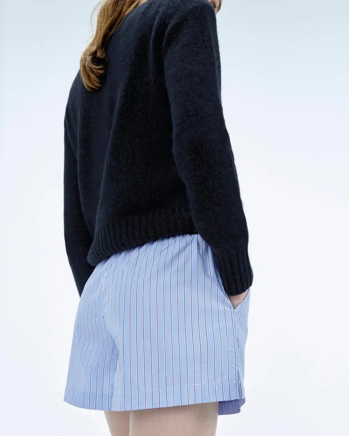 From Future Shorts Women Poplin Shorts Sky Blue Striped