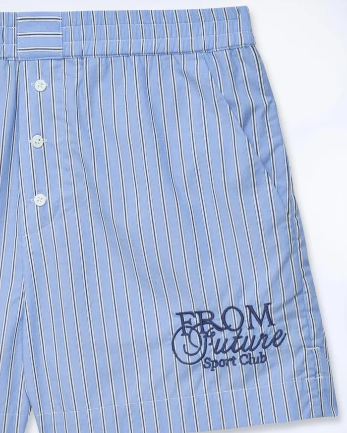 From Future Shorts Women Poplin Shorts Sky Blue Striped
