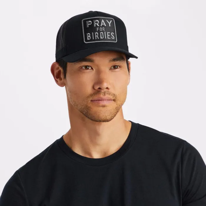 GFORE Hats Men PRAY FOR BIRDIES COTTON TWILL TRUCKER HAT Onyx