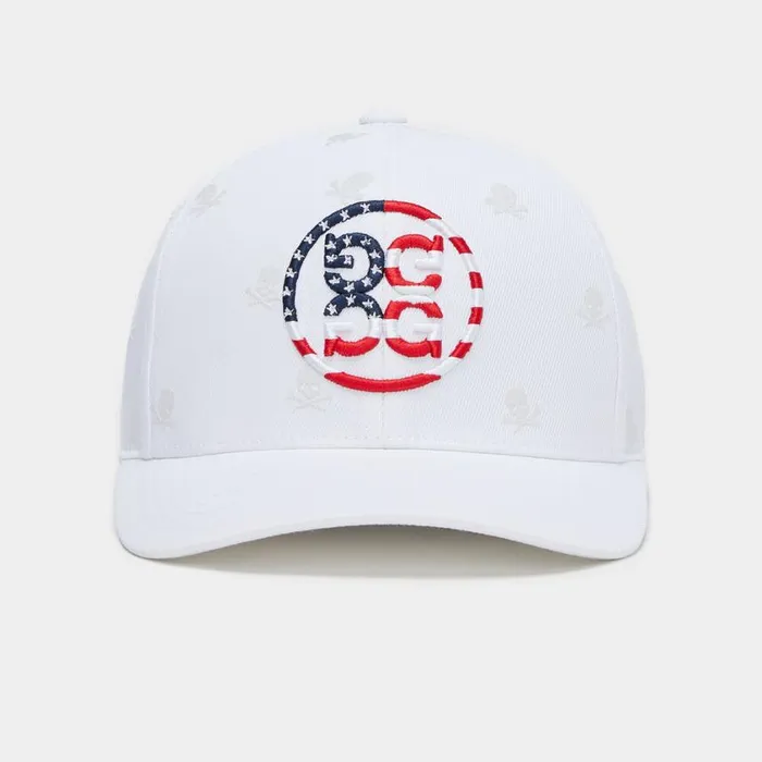 GFORE Hats Men SKULLS and STRIPES STRETCH TWILL SNAPBACK HAT Snow