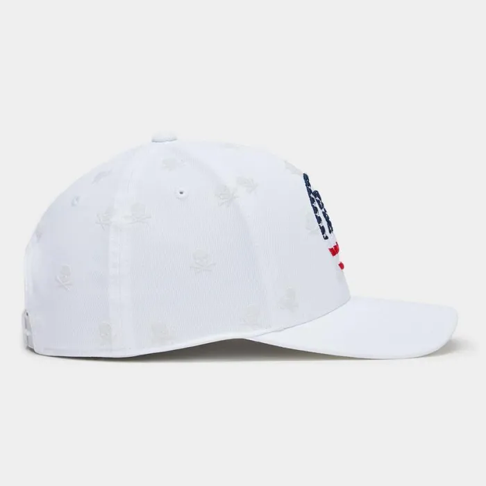 GFORE Hats Men SKULLS and STRIPES STRETCH TWILL SNAPBACK HAT Snow