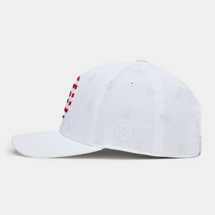 GFORE Hats Men SKULLS and STRIPES STRETCH TWILL SNAPBACK HAT Snow