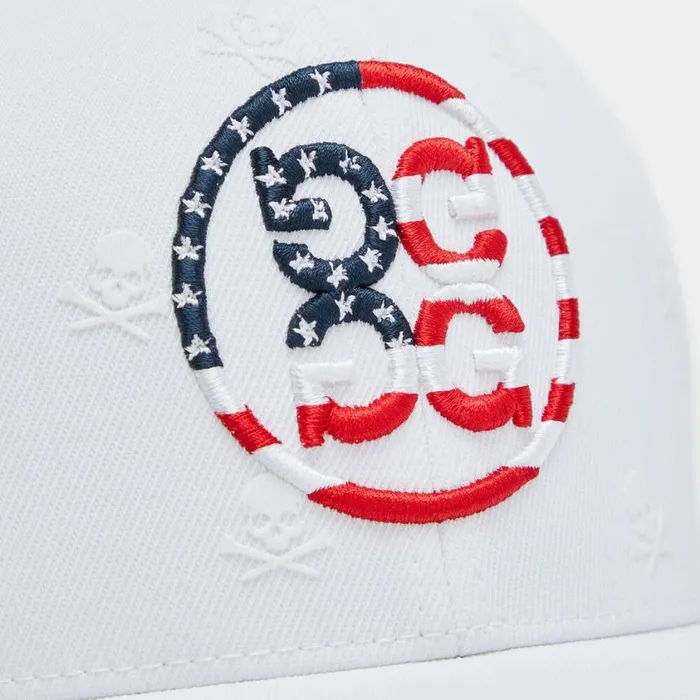 GFORE Hats Men SKULLS and STRIPES STRETCH TWILL SNAPBACK HAT Snow