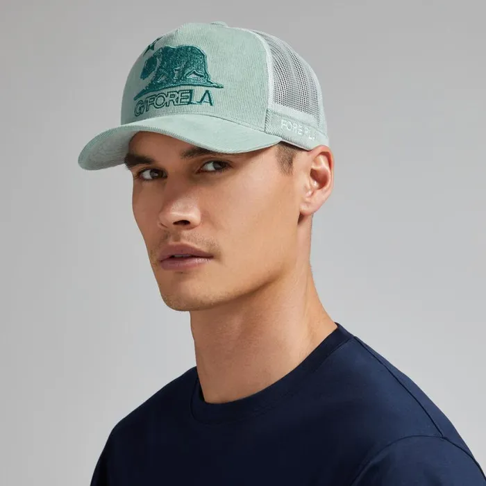 GFORE Hats MenWomen GFORE LA COTTON CORDUROY TALL TRUCKER HAT Isle