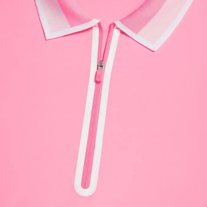 GFORE Polos and Shirts Women COLOUR BLOCK COLLAR SILKY TECH NYLON LONG SLEEVE ZIP POLO Candy