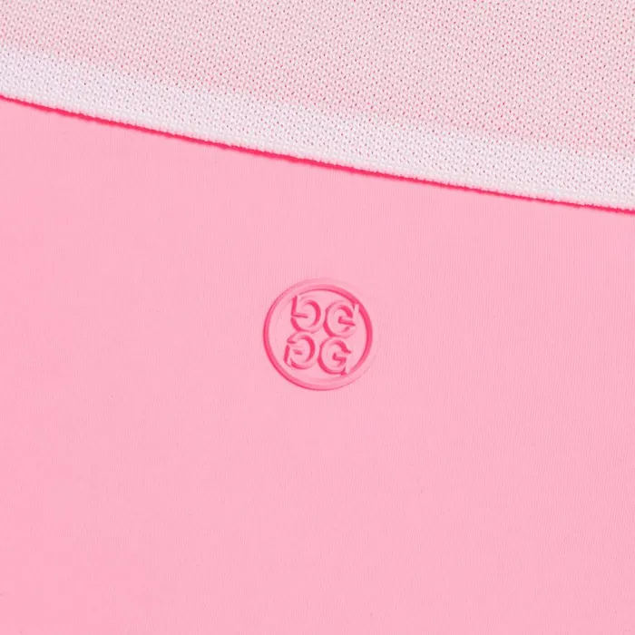 GFORE Polos and Shirts Women COLOUR BLOCK COLLAR SILKY TECH NYLON LONG SLEEVE ZIP POLO Candy