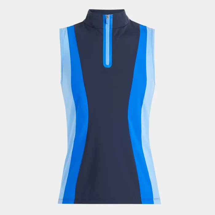 GFORE Polos and Shirts Women COLOUR BLOCK SILKY TECH NYLON SLEEVELESS POLO Twilight