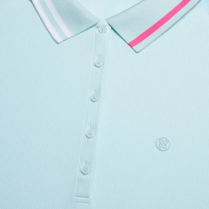 GFORE Polos and Shirts Women CONTRAST COLLAR RIBBED TECH NYLON LONG SLEEVE POLO Daybreak
