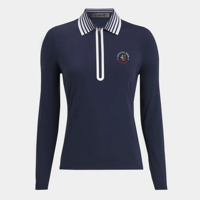 GFORE Polos and Shirts Women LTD RELEASE 2025 US OPEN SILKY TECH NYLON QUARTER ZIP POLO Twilight