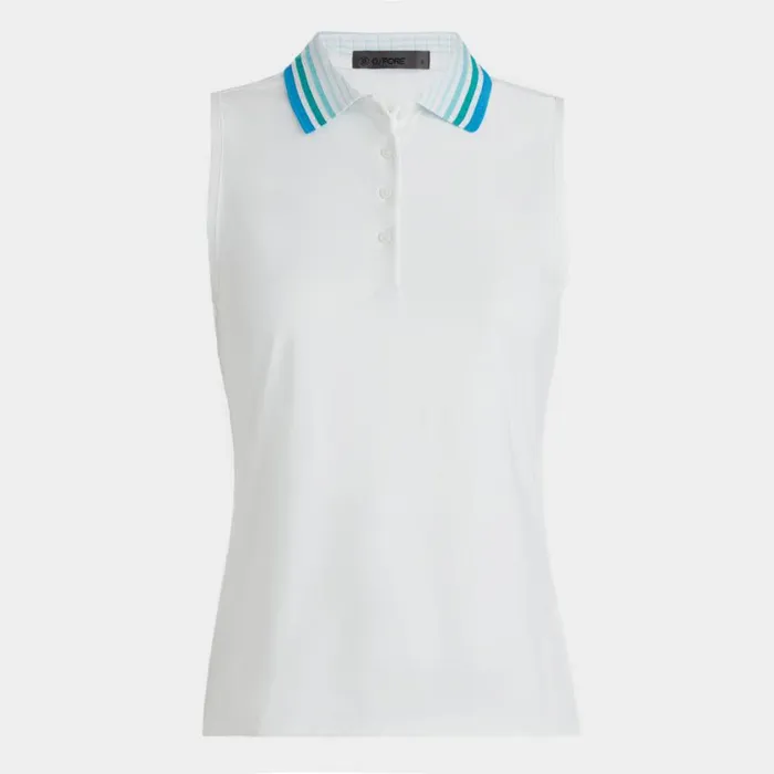 GFORE Polos and Shirts Women PLEATED COLLAR SILKY TECH NYLON SLEEVELESS POLO Snow