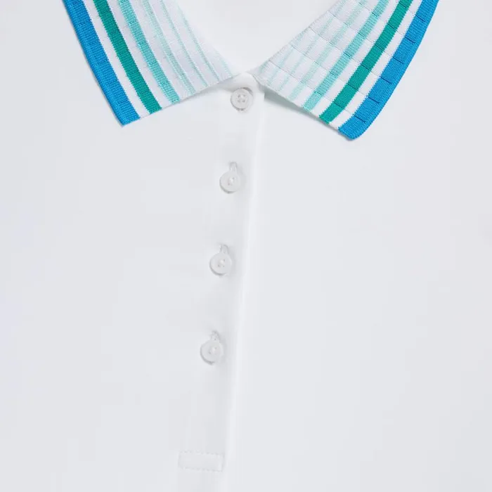 GFORE Polos and Shirts Women PLEATED COLLAR SILKY TECH NYLON SLEEVELESS POLO Snow