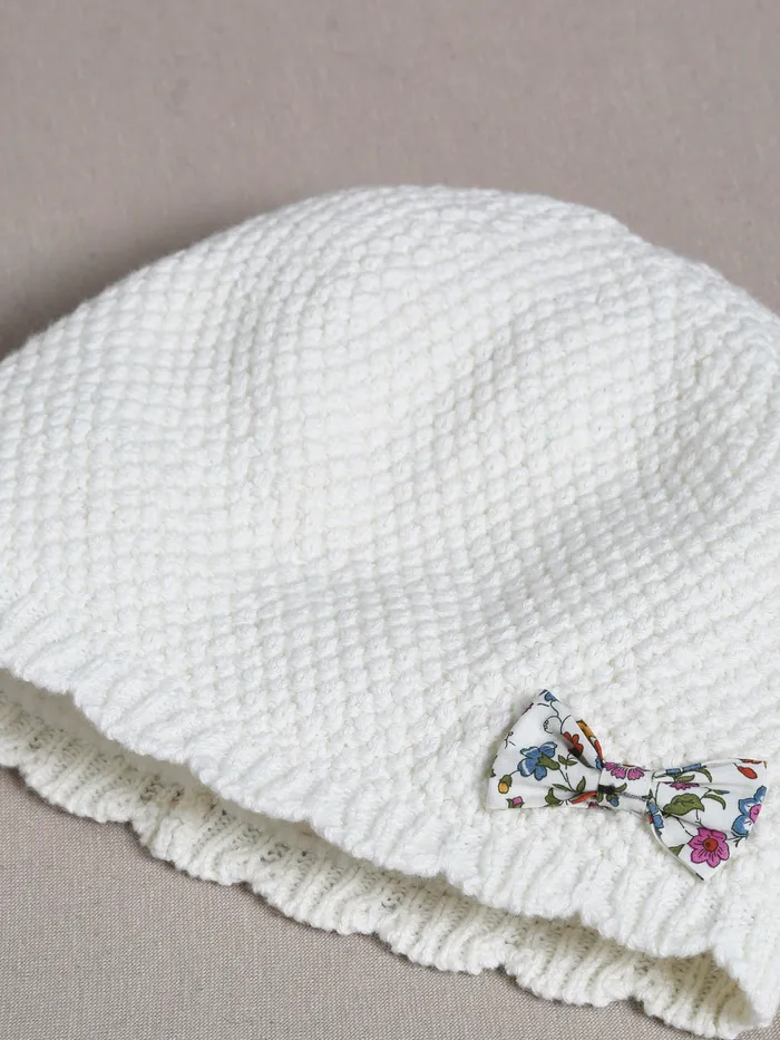 Girls Cyrillus Accessories Scalloped Hat Trim Made With Liberty Fabric Ecru