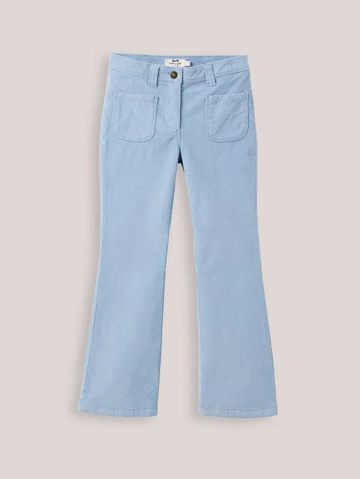 Girls Cyrillus Clothing Flared Corduroy Trousers Bleu Clair
